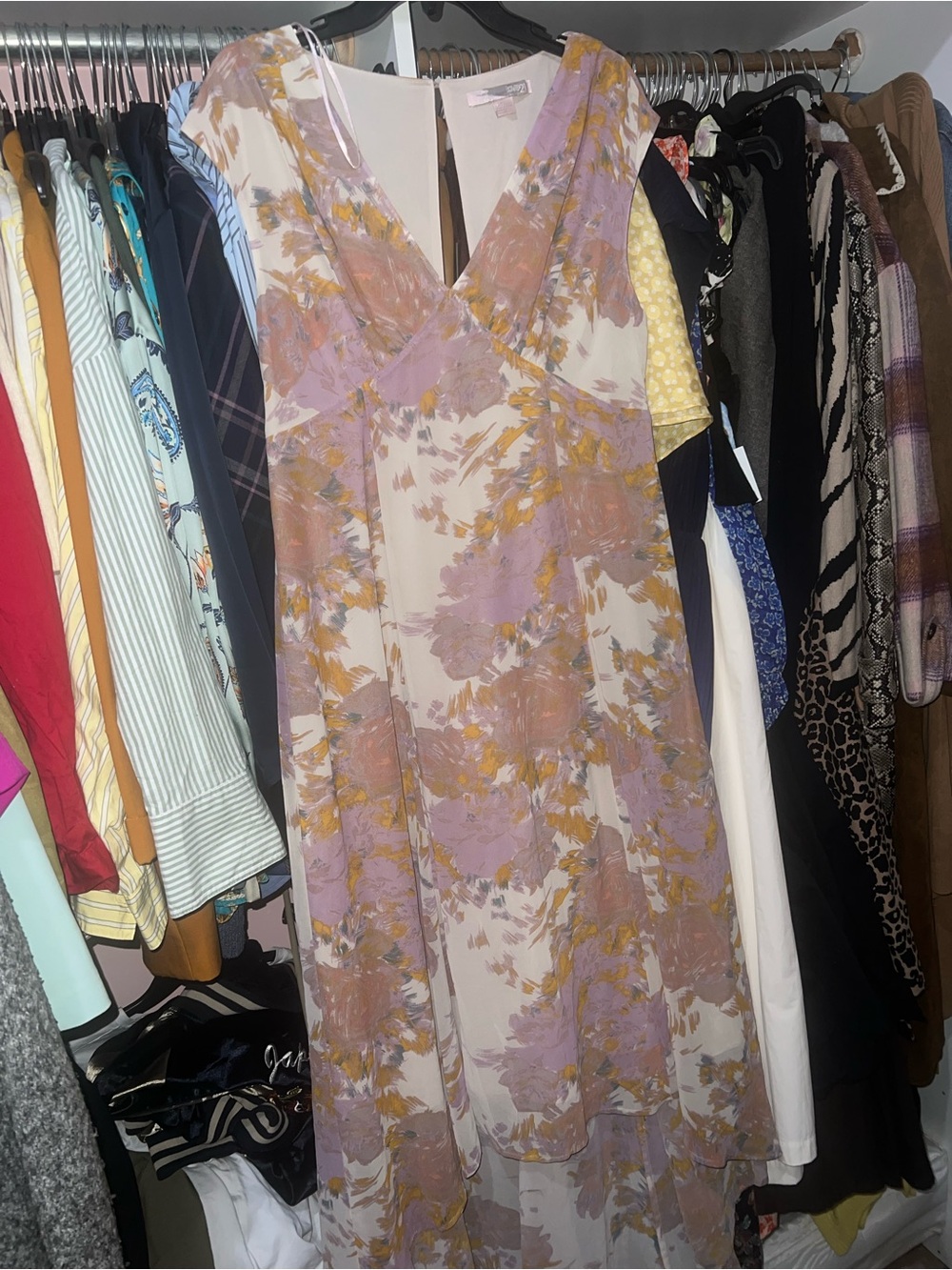 Floral V-Neck High Low Dress